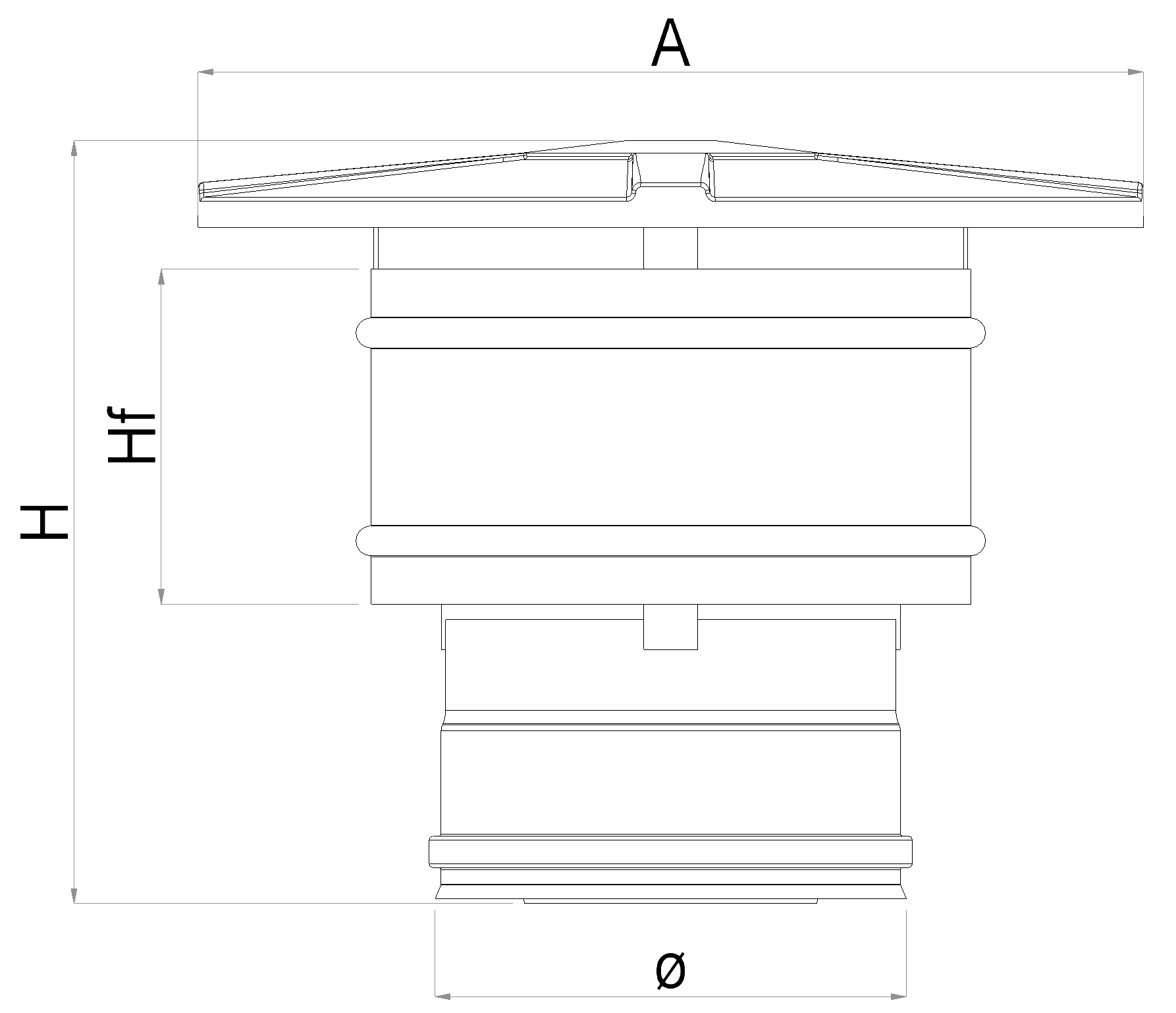 Technical Draw Venezia Chimney Cap Double Wall