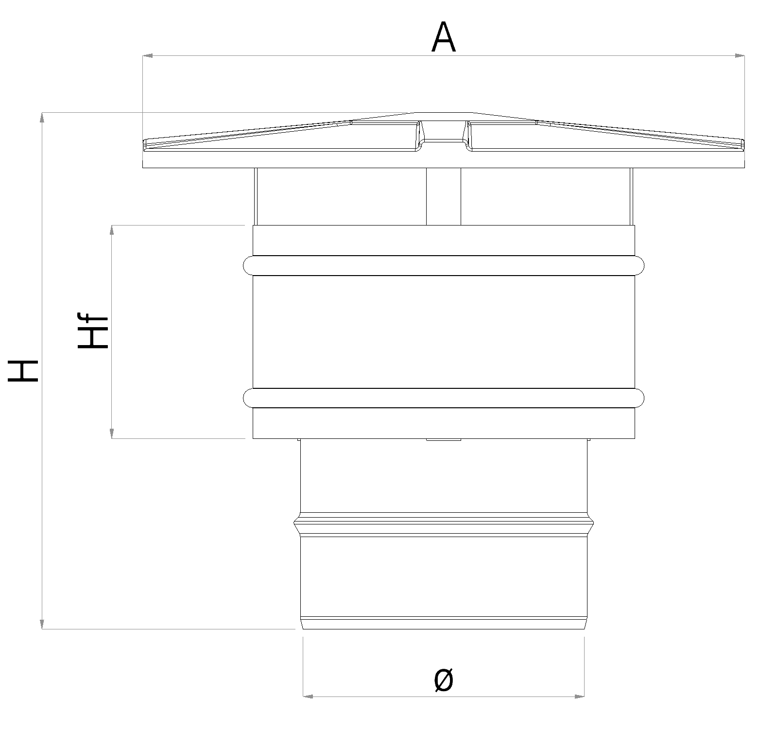 Technical Draw Venezia Chimney Cap Single Wall